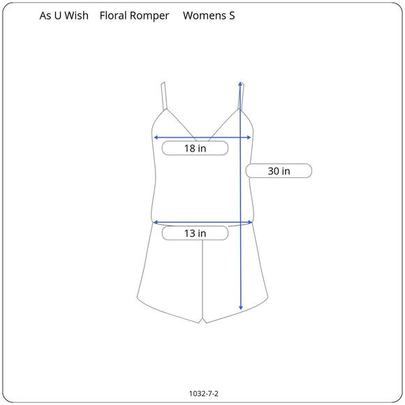 As U Wish Romper Womens S Floral Navy Blue Flutter 1/2 Sleeve V Neck Low Back - Picture 8 of 8